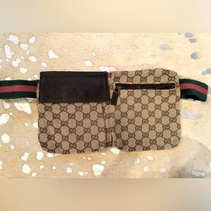 Vintage Gucci Monogram Double Belt Bag